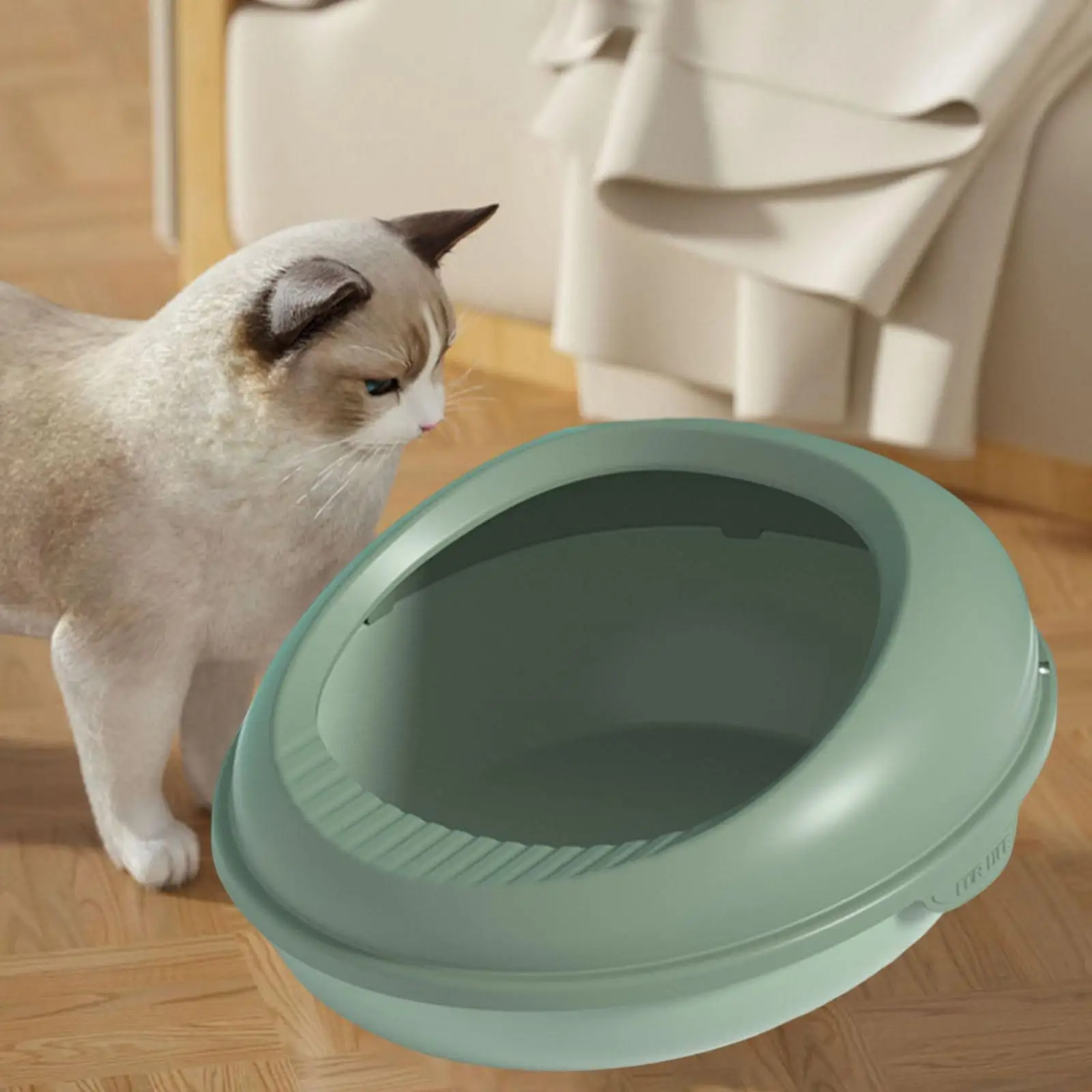 Semi Open Cats Litter Box Durable High Sided Rim Tray Pet Toilet for Kitty