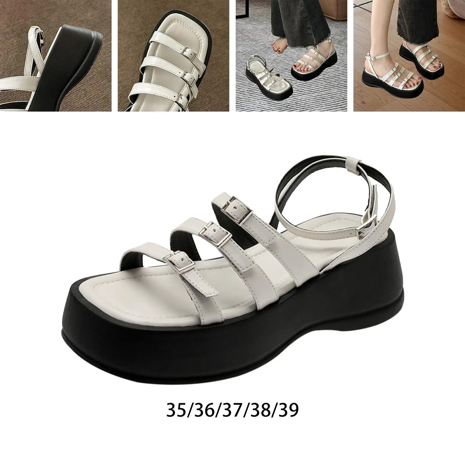 Women`s Platform Slide Sandals Adjustable Buckle Summer Shoes Open Toe Sandals for Street Ladies Girls Traveling Camping Casual