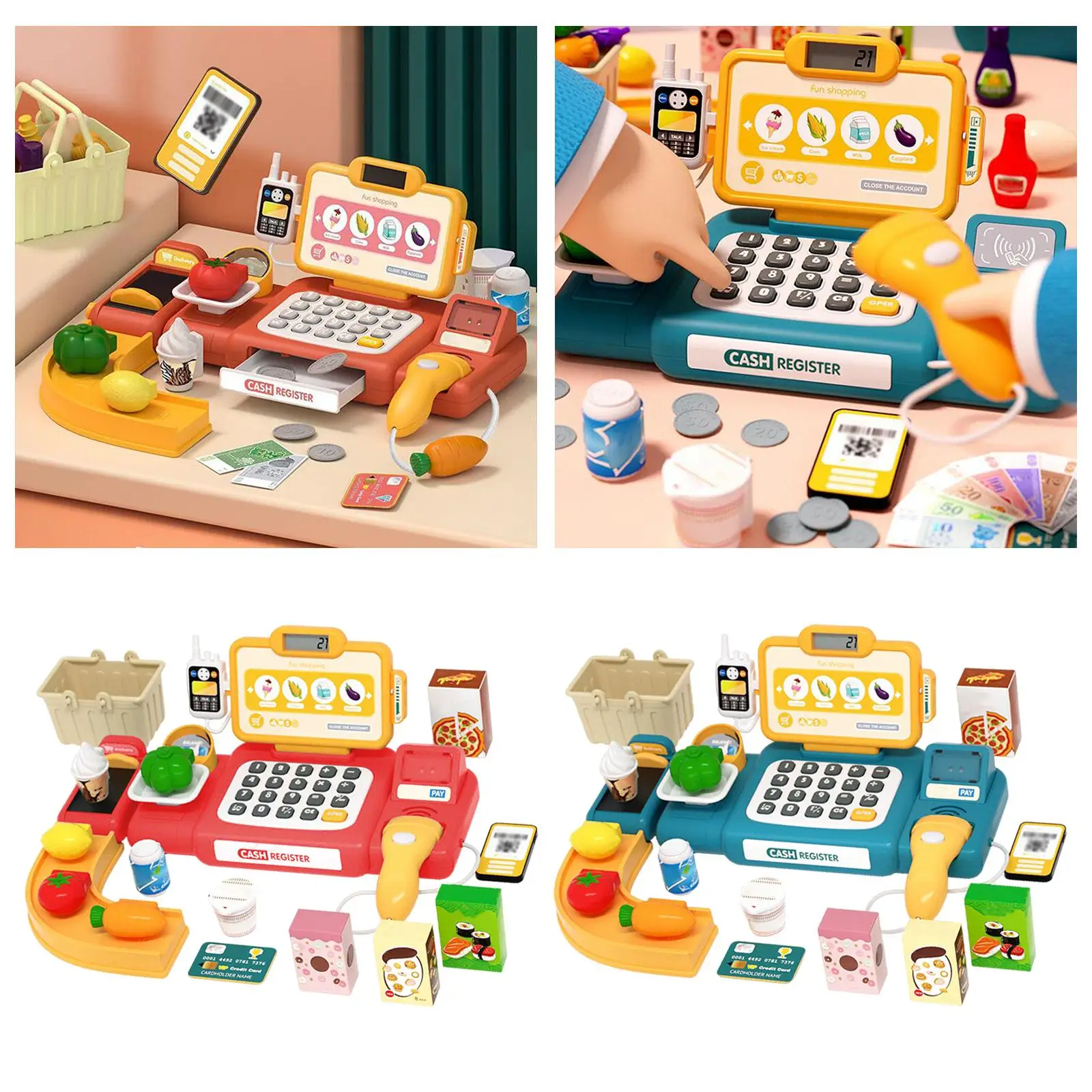 Pretend Play Store Imaginative Realistic Multifunctional Educational Electronic Classic Count Toy for Role Play Store