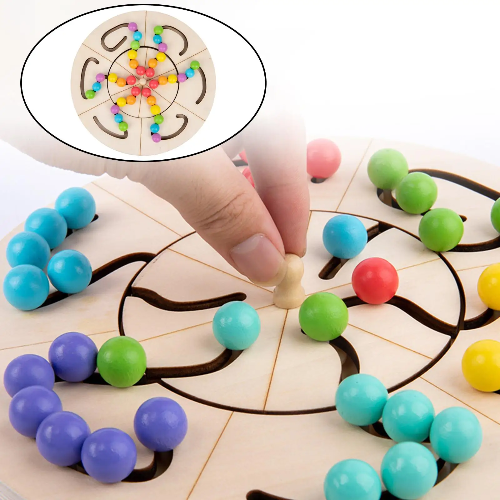 Montessori Wooden Bead Maze Puzzle Toys Activity Puzzle Brain Teaser Toddlers Educational Shape Sorting Gift