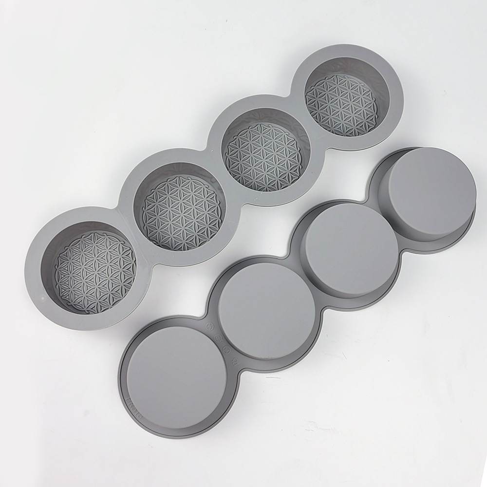 Description Picture 6 of itemNew Four-hole Soap Mold Diy Handmade Moon Cake Solid Silicone Mold Round Handmade Soap Mold Soap Making 3d Silicone Molds
