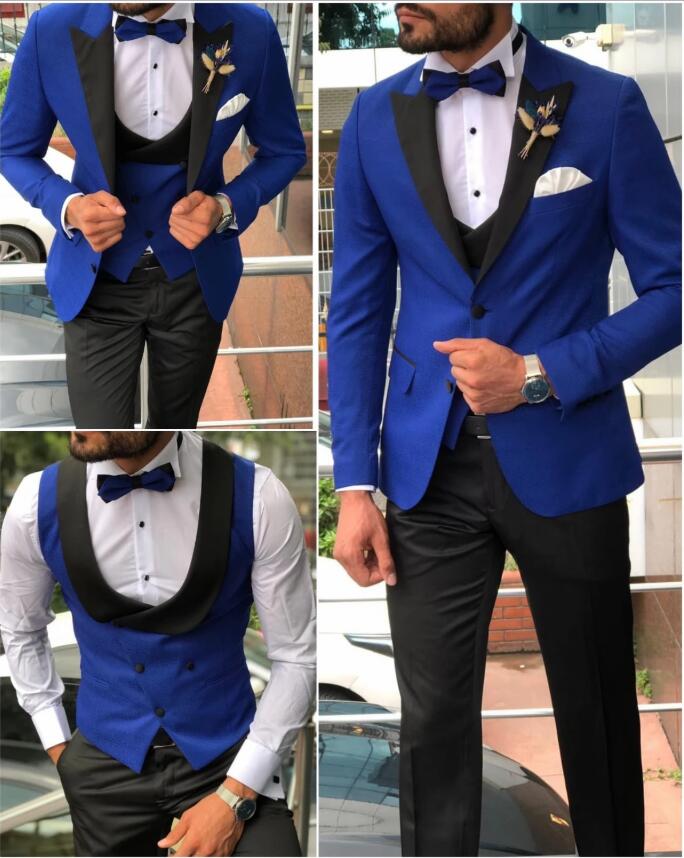 royal blue and black suits for men