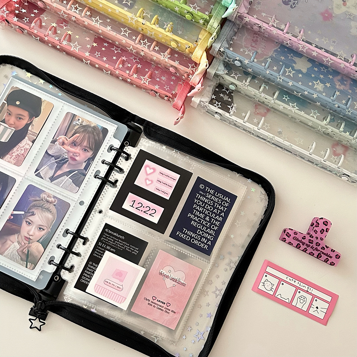A5 Stern Transparente Abdeckung Binder Fotokartenhalter Idol Kpop Fotoalbum Foto Sammeln Buch Reißverschlusstasche Aufbewahrung Schulbriefpapier – Detail 6