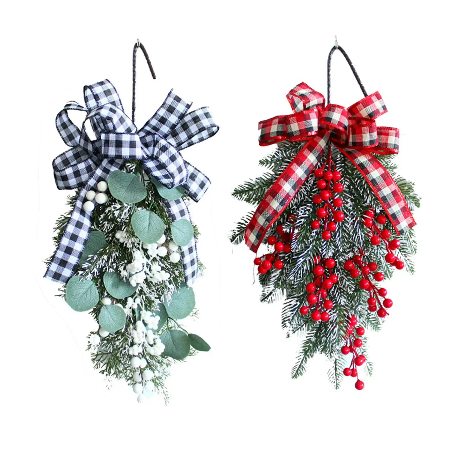 Mini Christmas Tree Wreath Wall Hanging Branches Door Decoration Garland Ornament for Indoor Outdoor Gift Home Decor Party