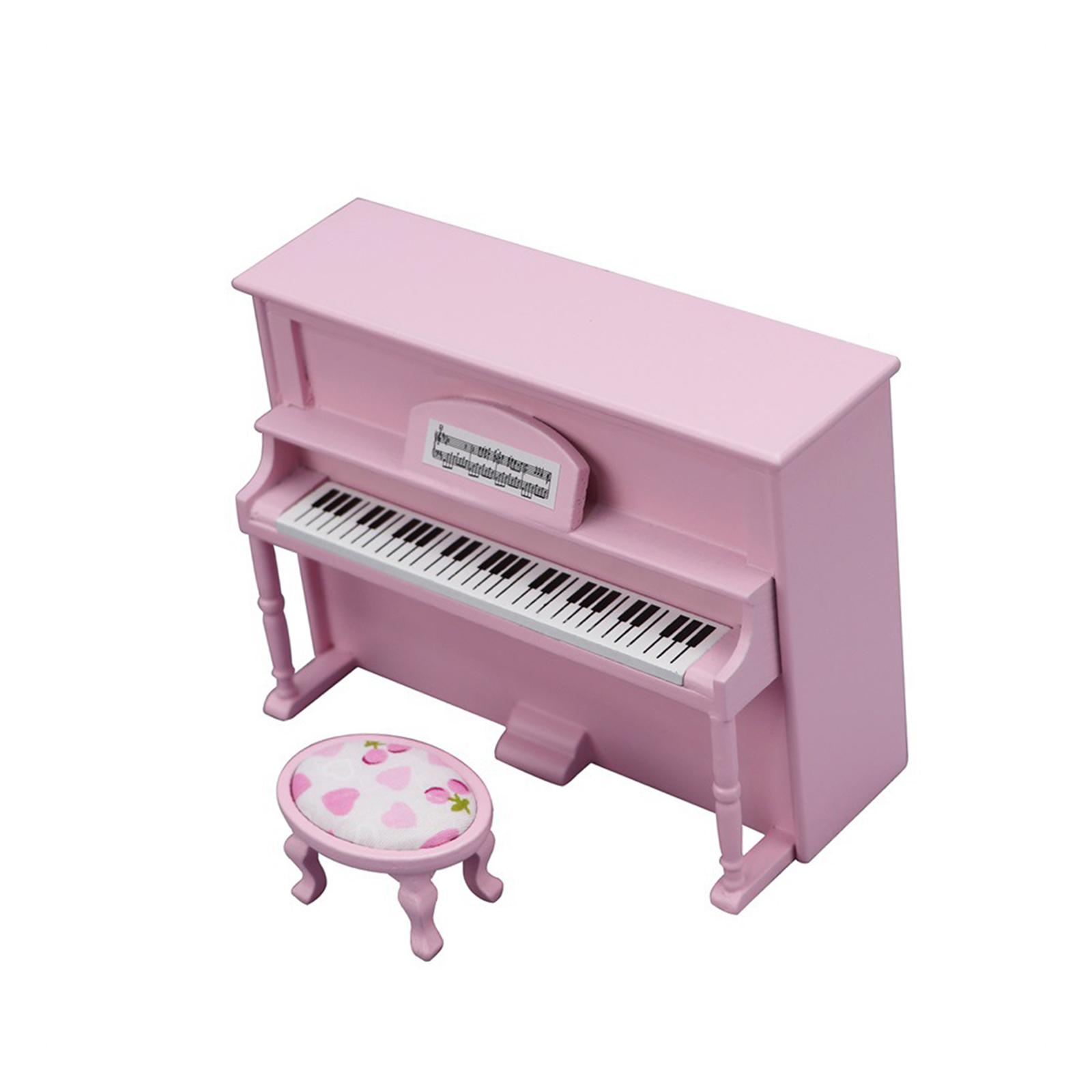 Miniature Piano Model with Chair Home Elegant Piano Decoration Ornaments