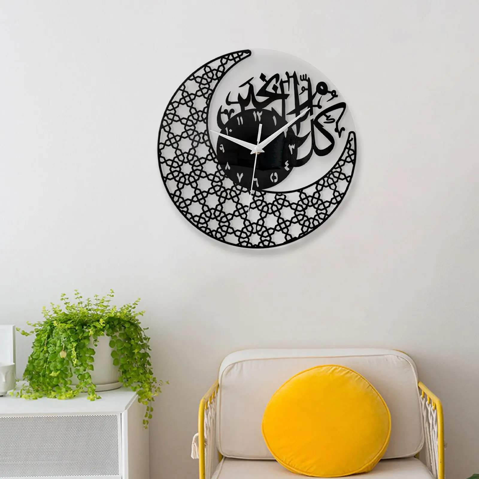 Muslim Ramadan Silent Round 12inch Wall Clock Decorative with Arabic Numbers