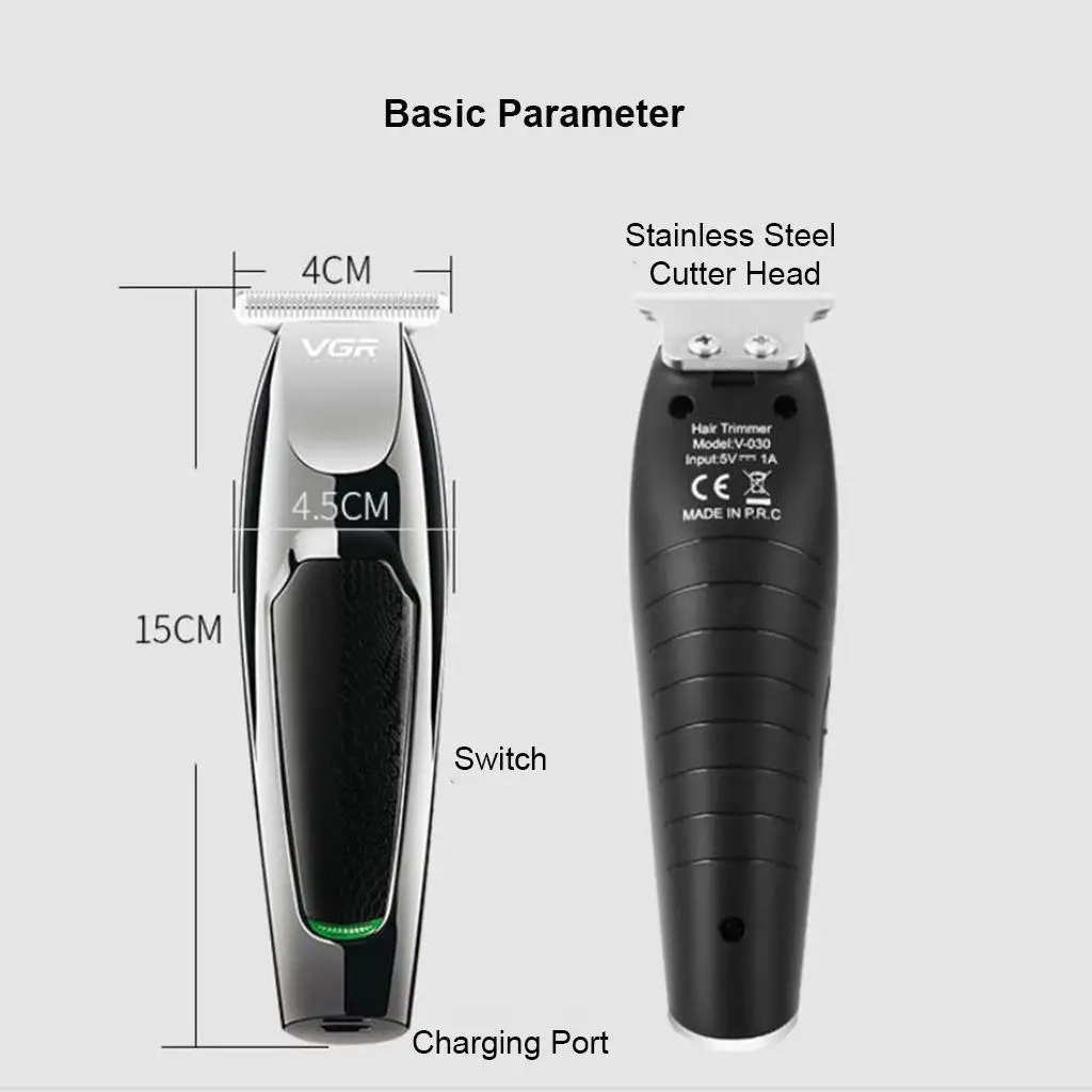 VGR Electric Mens Hair, Professional Beard USB Rechargeable  Hair Cutting Styling   with 5 Guide Combs