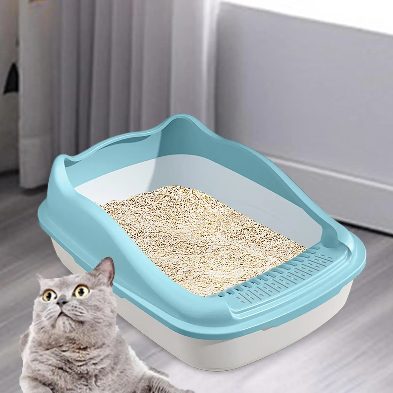 Pets Litter Tray Litter Pan with High Sides Kitty Open Top Cats Litter Box
