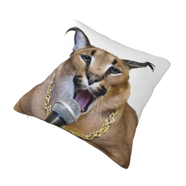 Floppa Capa de almofada fofa sofá decoração de casa engraçado gato caracal  quadrado capa de almofada impressa com zíper decoração fronha capa de  almofada de cama