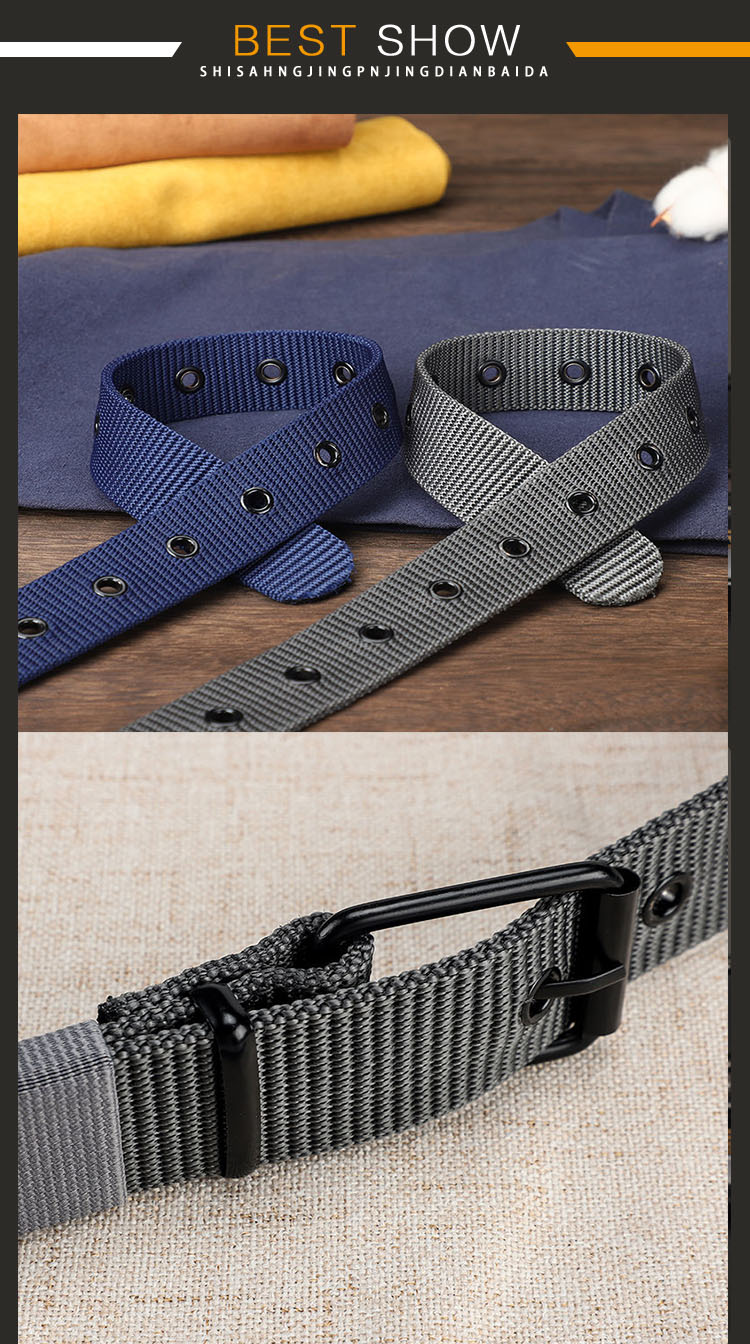 Title 5, Nylon Pin Buckle Men Belt Outdoor Jeans Solid C...