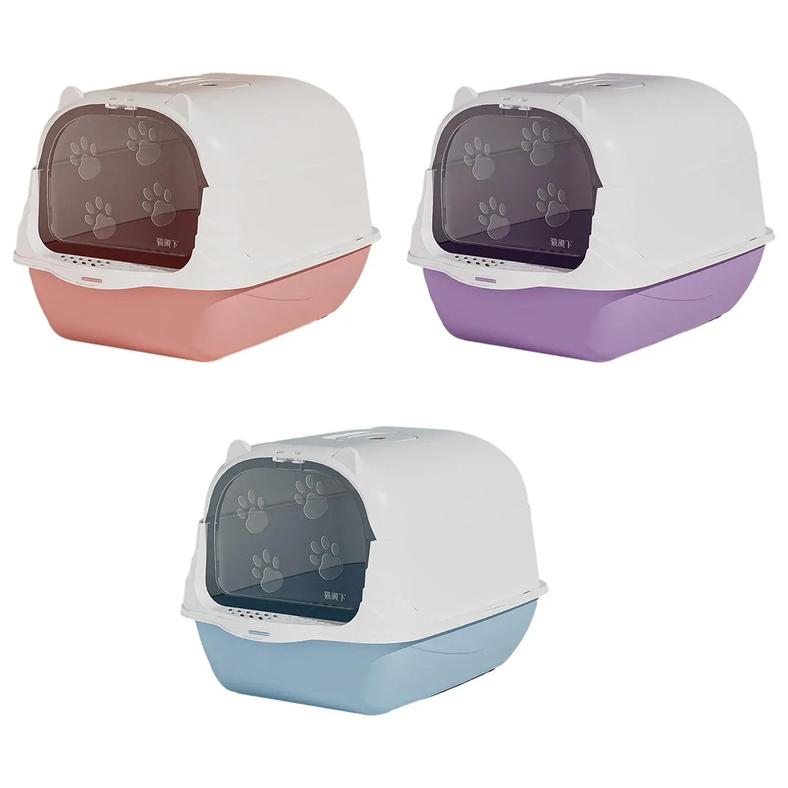 Hooded Cat Litter Box with Lid Enclosed Cat Toilet Hooded Pet Litter Tray with Front Door Durable Pet Litter Box Pet Accessories
