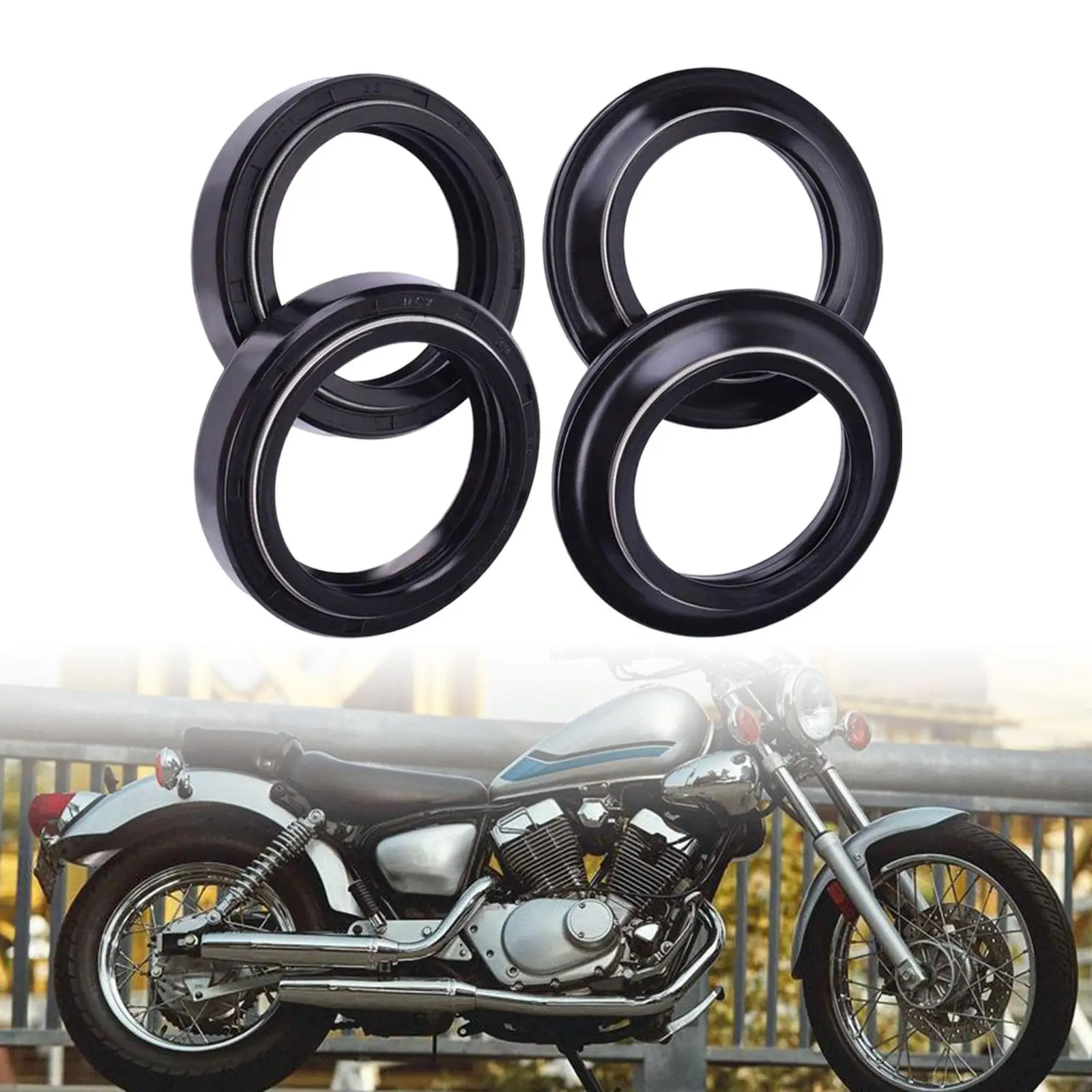 4Pcs Motorcycle Front Fork Damper Shock Oil Seal & Dust Seal for Honda