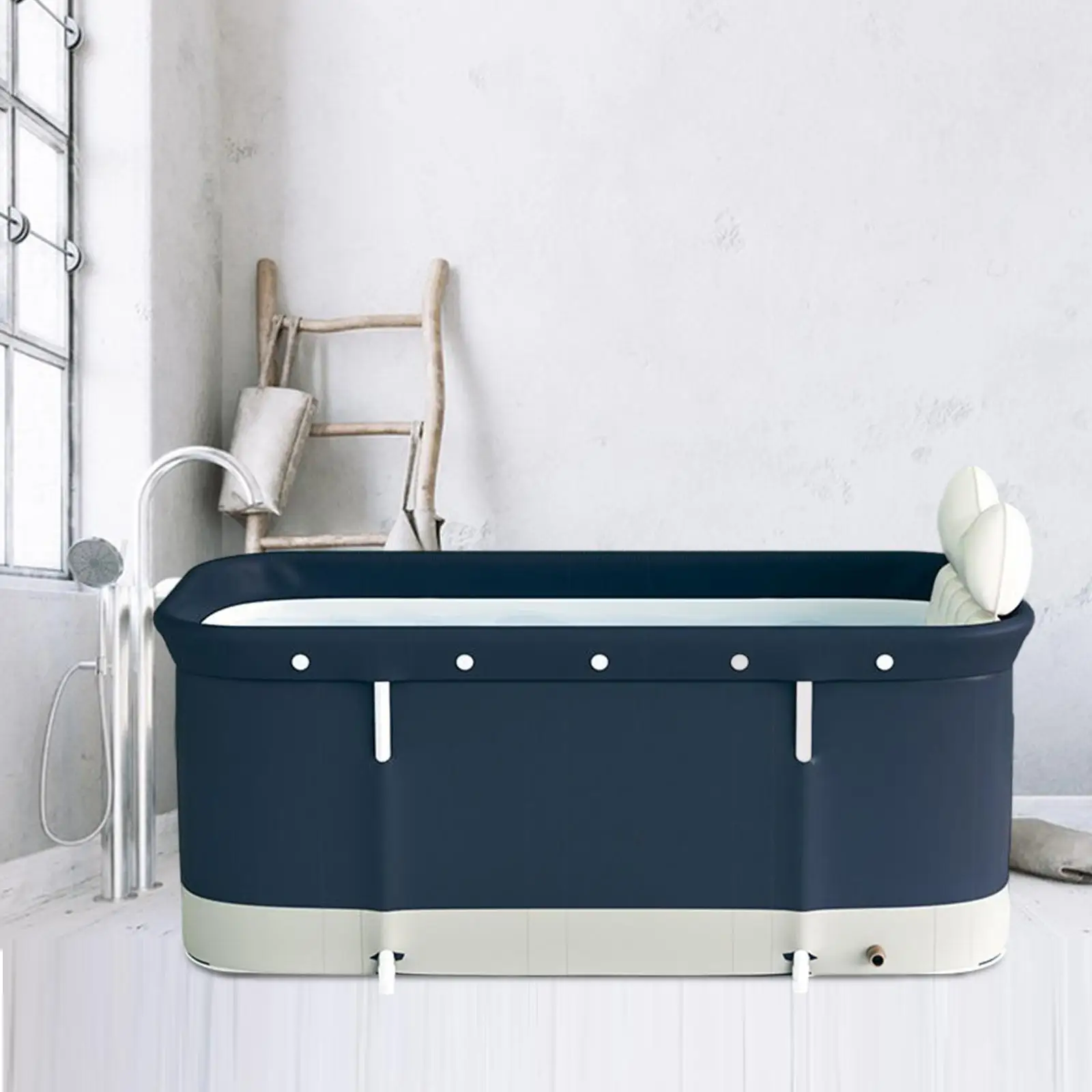 Soaking Bathing Hot Tub Comfort Cushion&Seat Cushion Freestanding Sturdy Soaking Standing Bath Tub for Flower Bath Shower Stall