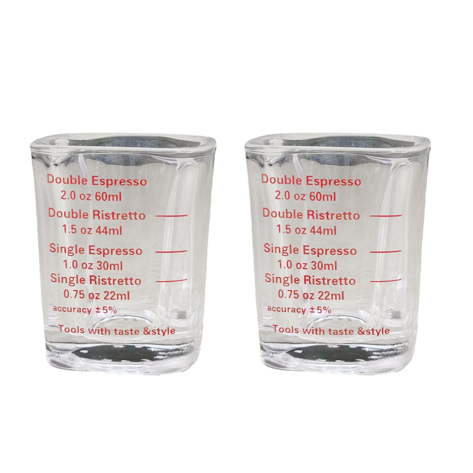 Title 6, 2Pcs Espresso Glass Measuring Cup Clear Red Lin...