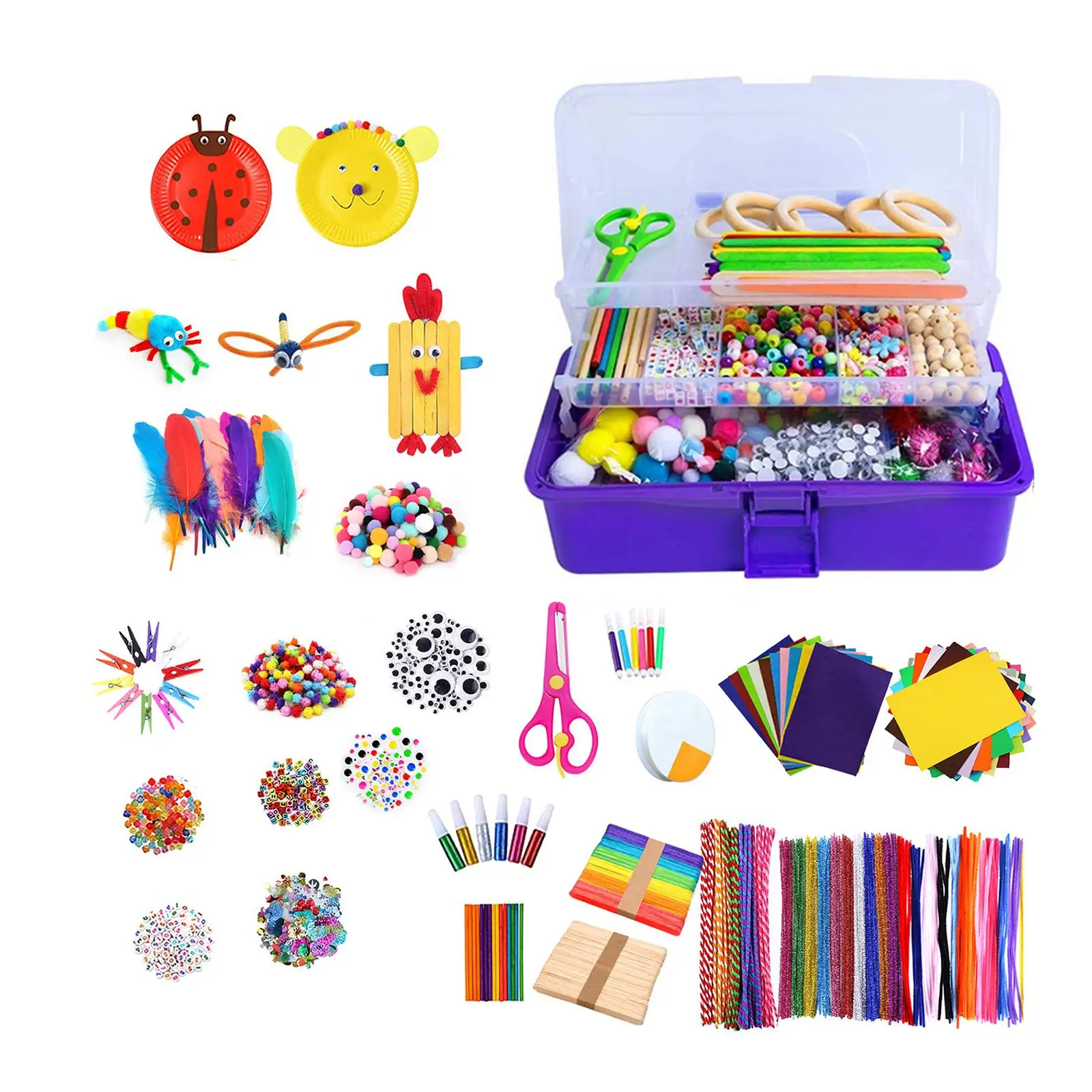 Kids Arts & Craft Supplies Arts Crafts Kit for Age 4 5 6 7 8 9 Kids Children