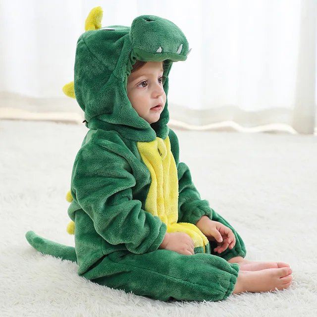 QIAONIUNIU Disfraz de dinosaurio verde para bebé de Halloween, mono  infantil, mameluco de cosplay de 18 a 24 meses