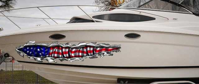 American Flag Waving Boat Wrap Kit 3M Vinyl - Nepal