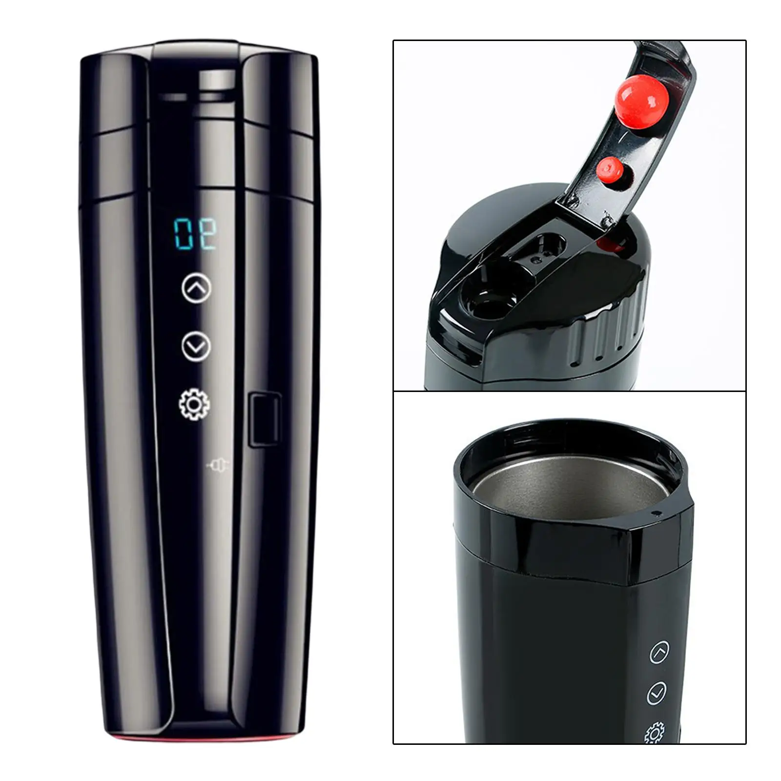 400ml Car Heating Cup  Stainless Steel Leakproof 12V 80W Portable Thermal Mug for Drinking Travel Camping Work Outdoor