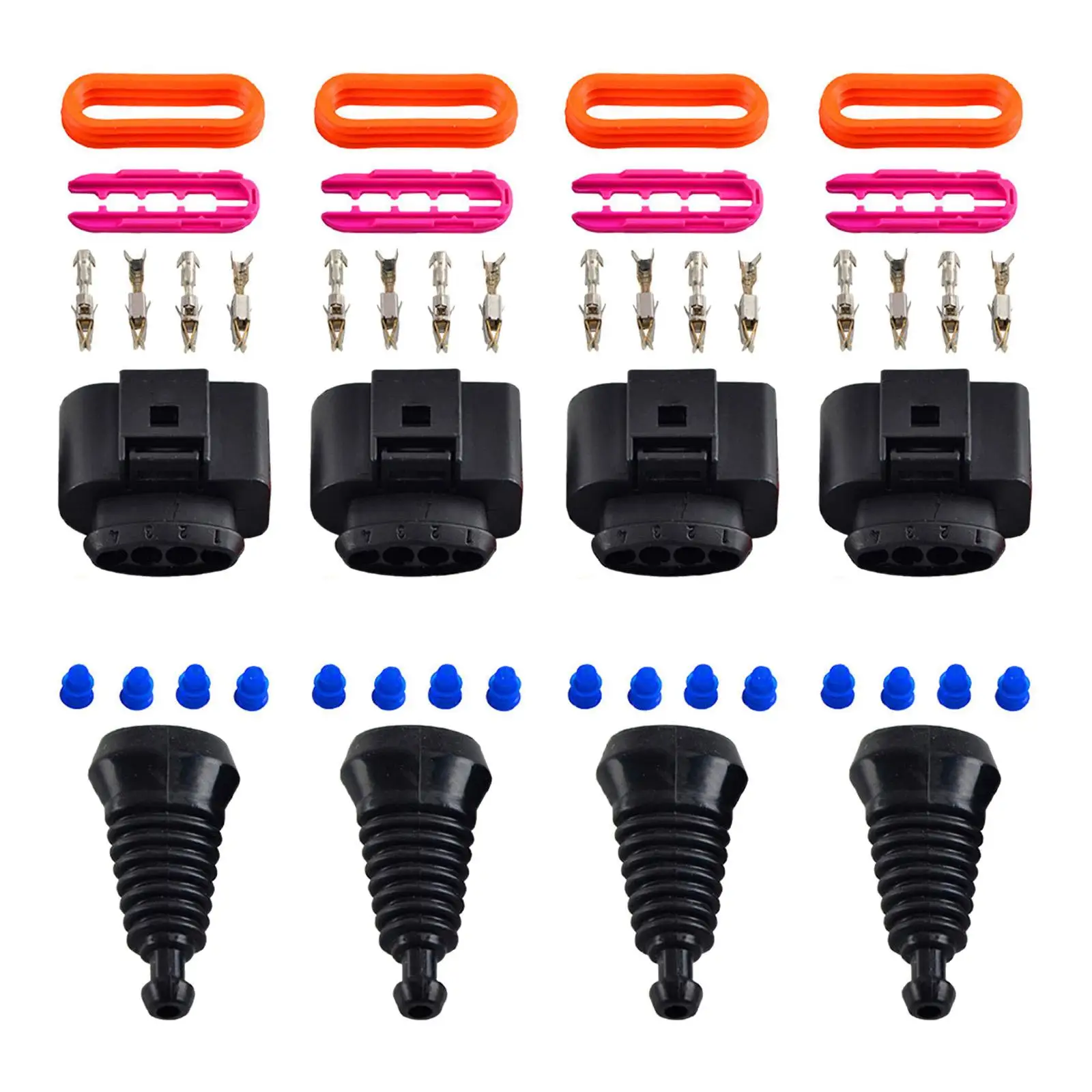 4Pcs Ignition Coil Connector Plug Wire Easy to Install Harness Connector Heavy Duty for A6 A8 Accessories 1J0973724 Replace