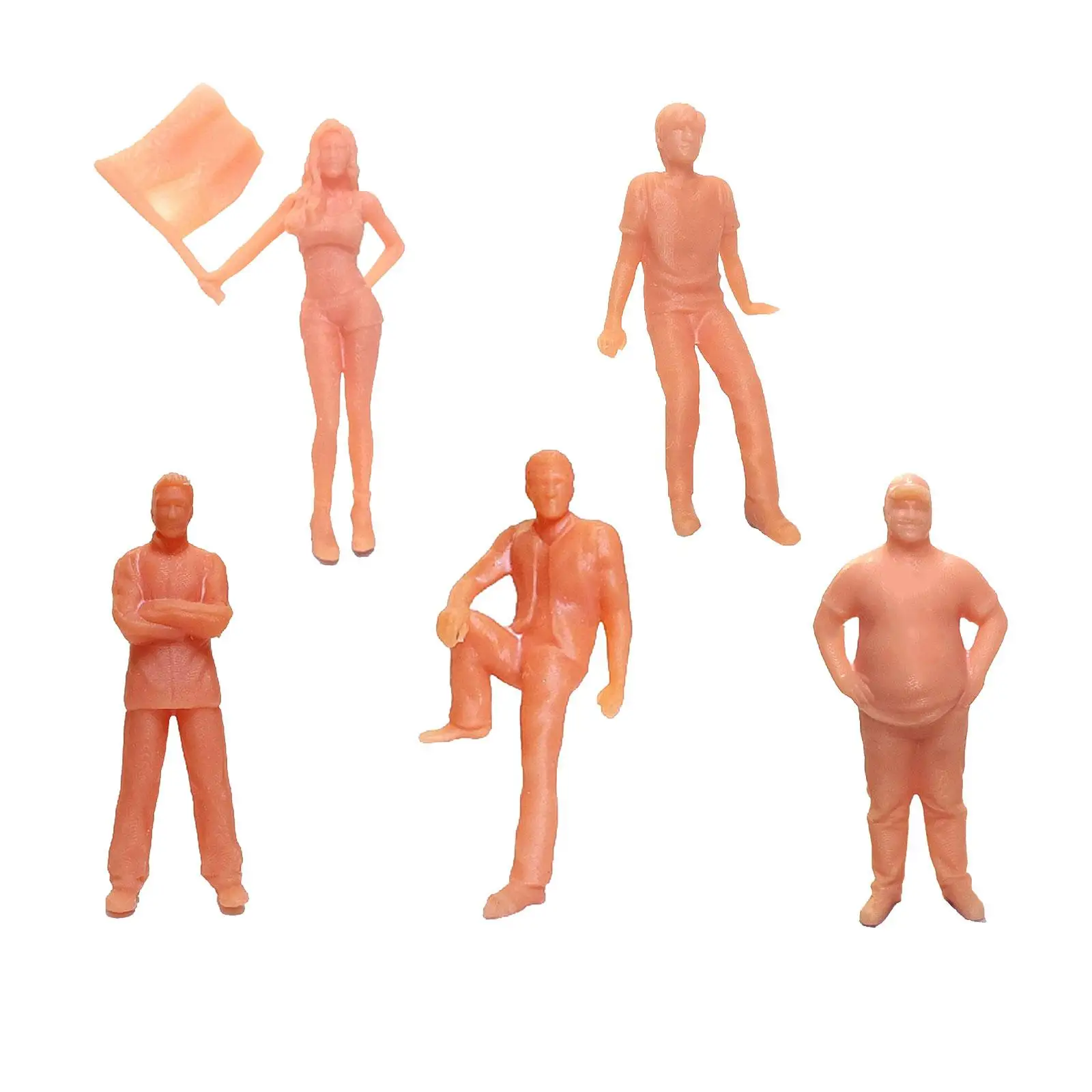 5Pcs 1/64 Figures Set Assorted Poses Unpainted Figures Tiny People for