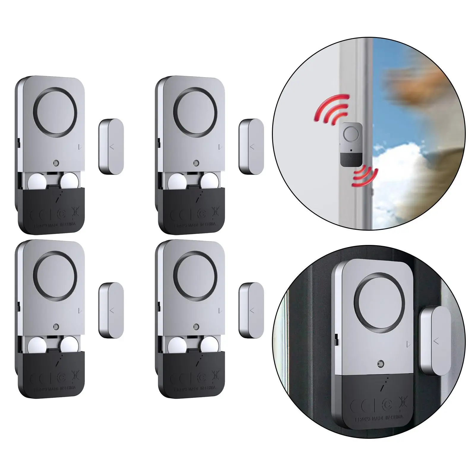 4Pcs Door Window Alarm 120dB Loud Easy to Install Magnetic Sensor Home Security Alarm for Office Home Business Dorm Kids Safety