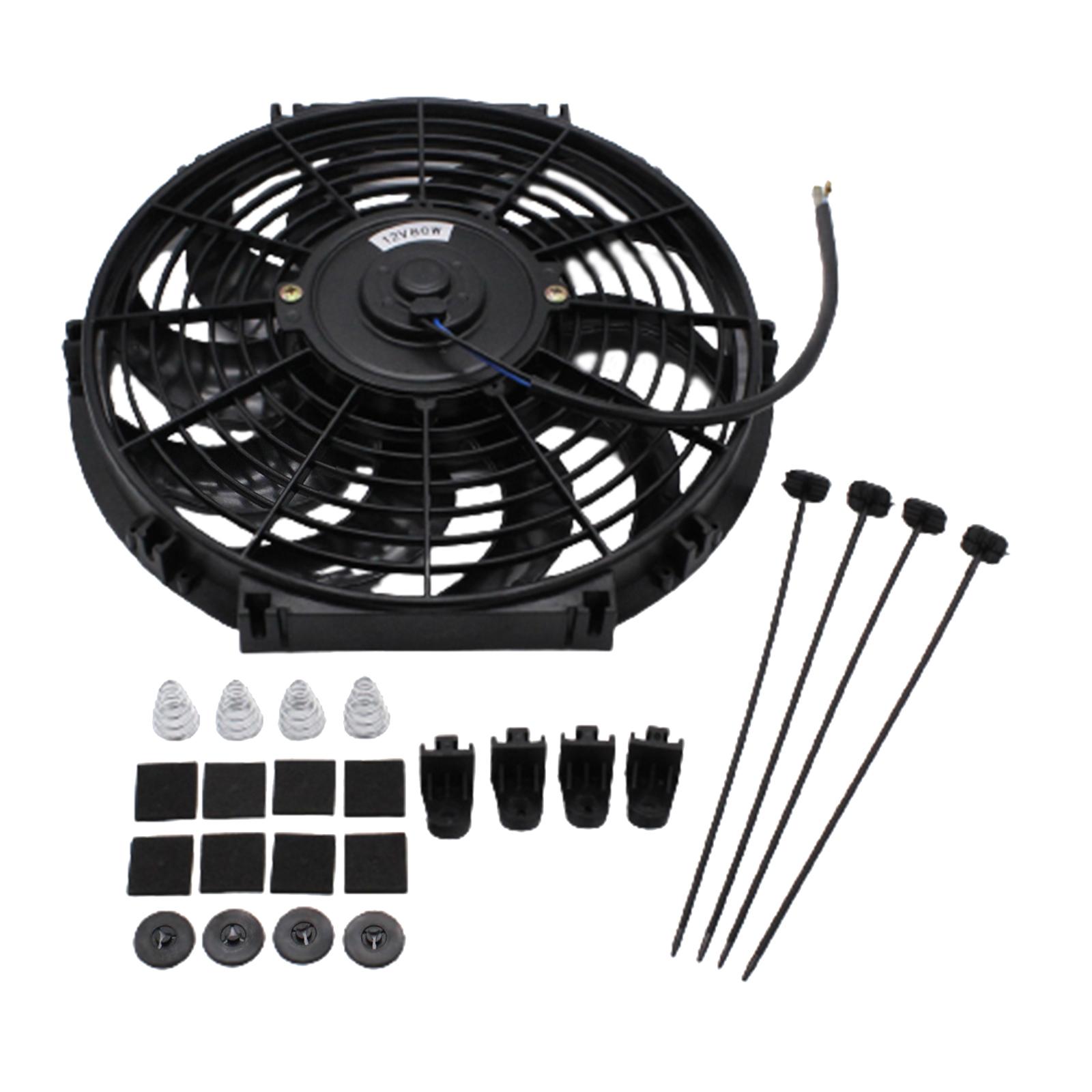 Electric Radiator Cooling Fan 12V 10 Blades with Mounting Kit Engine Cooling Device Black 12inch Universal for Truck Pickup