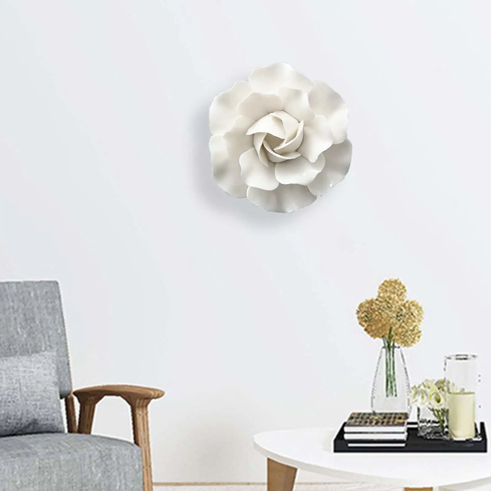 Hanging Wall 3D Ceramic Flower Wall Decor Artificial Flower for Office Home