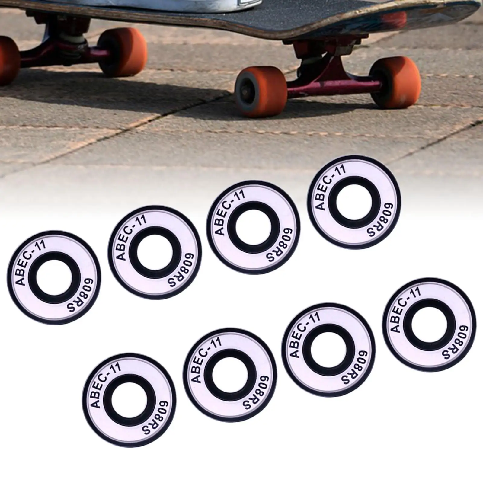 8 Pcs 608-RS Skateboard Bearings High Speed Smooth and Durable, Replace for Longboards, Inline Skates,
