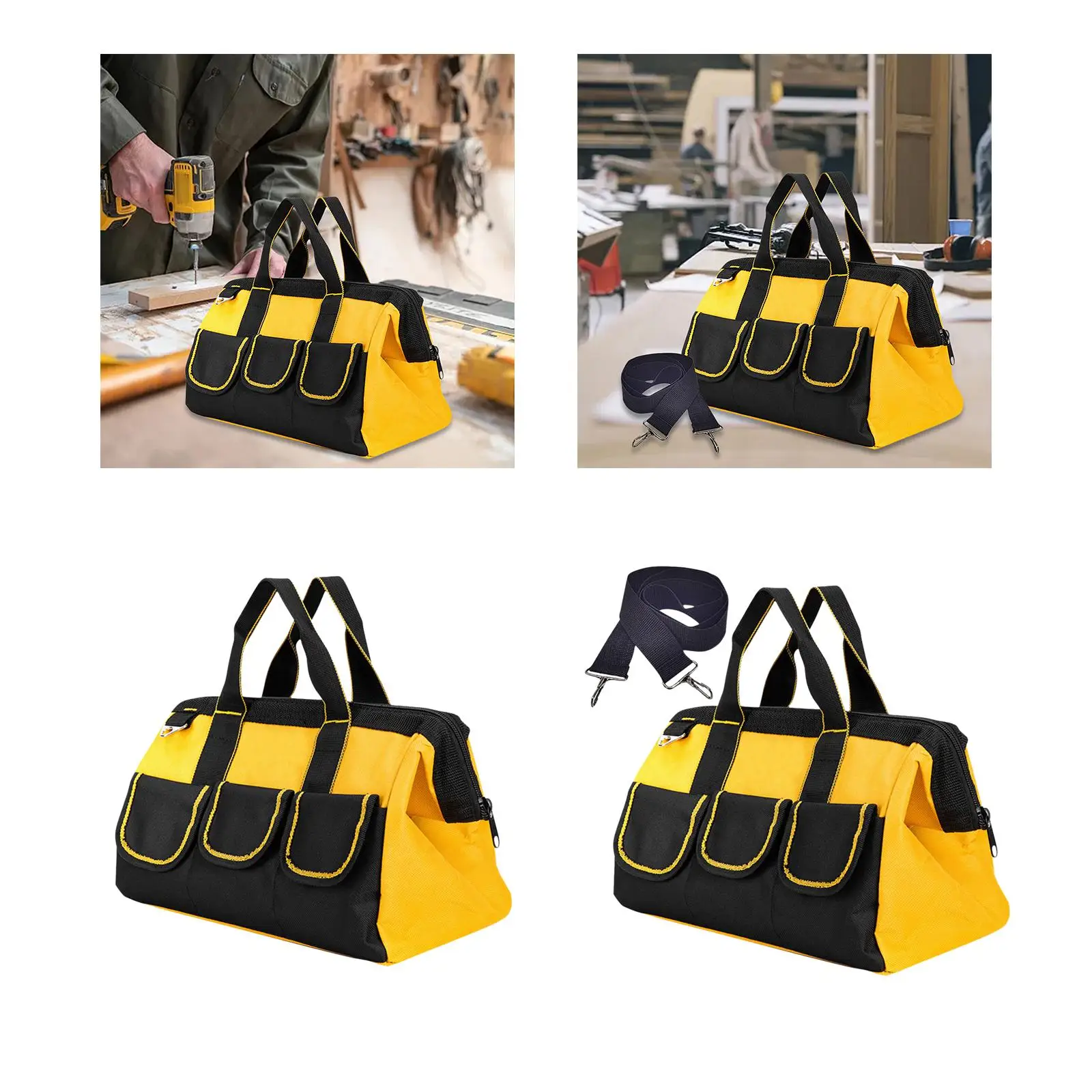Tool Handbag Large Capacity Tool Pouches Multipurpose with Handle Zippered Tool Bag for Electrician Woodworker Worker Plumber
