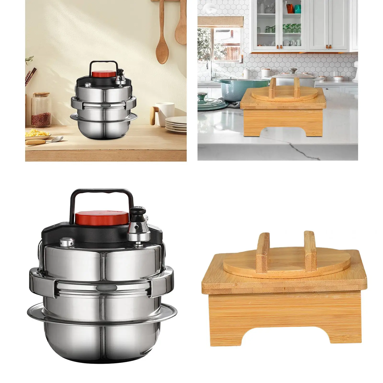 1.4L Small Pressure Cookers with Wooden pot holder