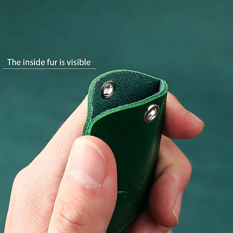 1Pc Access Card Case Leather Card Holder Keychain Key Ring Door Lock Access Tags ID Card Case Keychain Access Card Bag