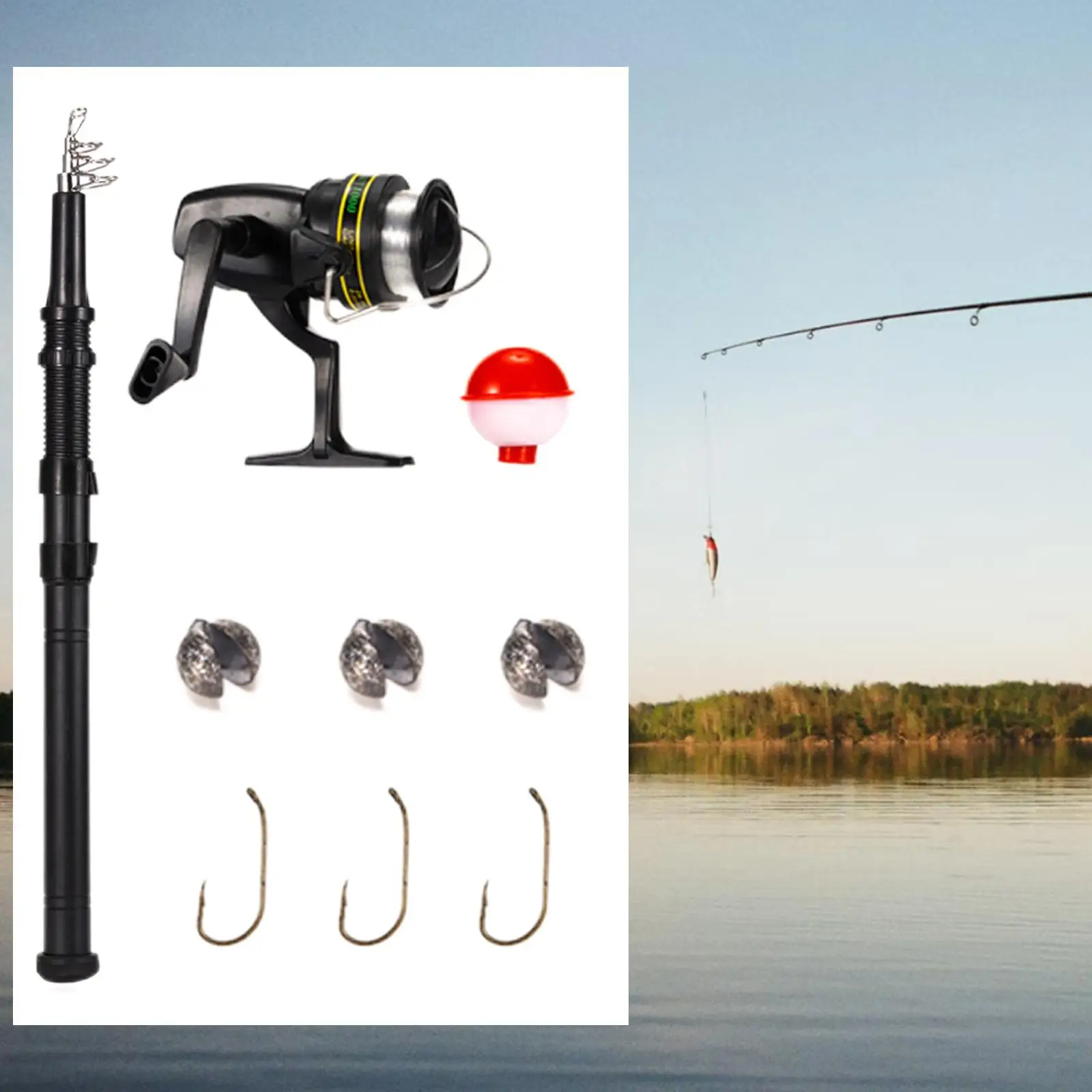 Telescopic Reel and Fishing Rod Combo Metal and Line Tackle Set 1.6M Lake for Sea Carp Fishing Salmon Travel Freshwater
