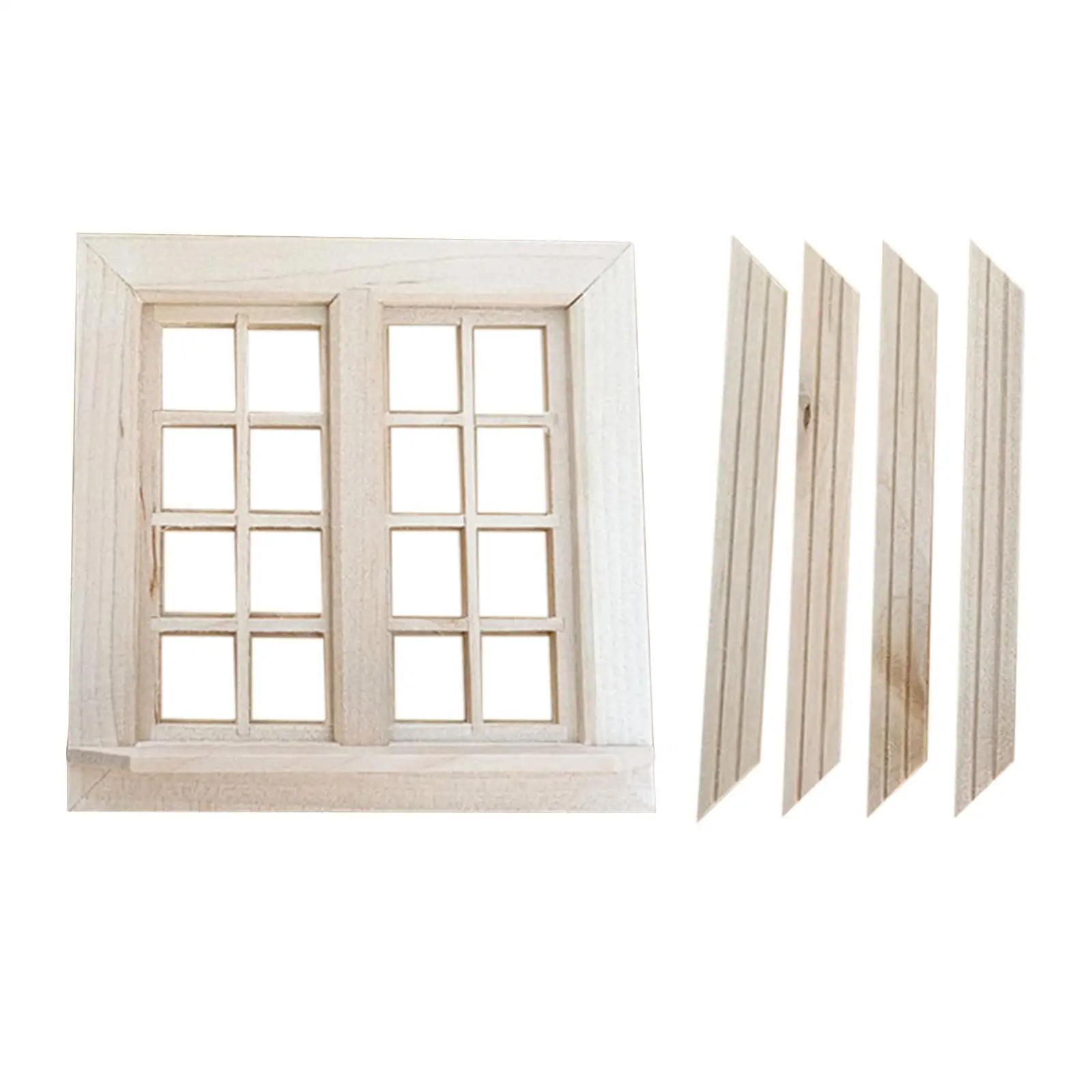 Dollhouse Miniature Window 16 Panel Play House Toys Accessories for Garden
