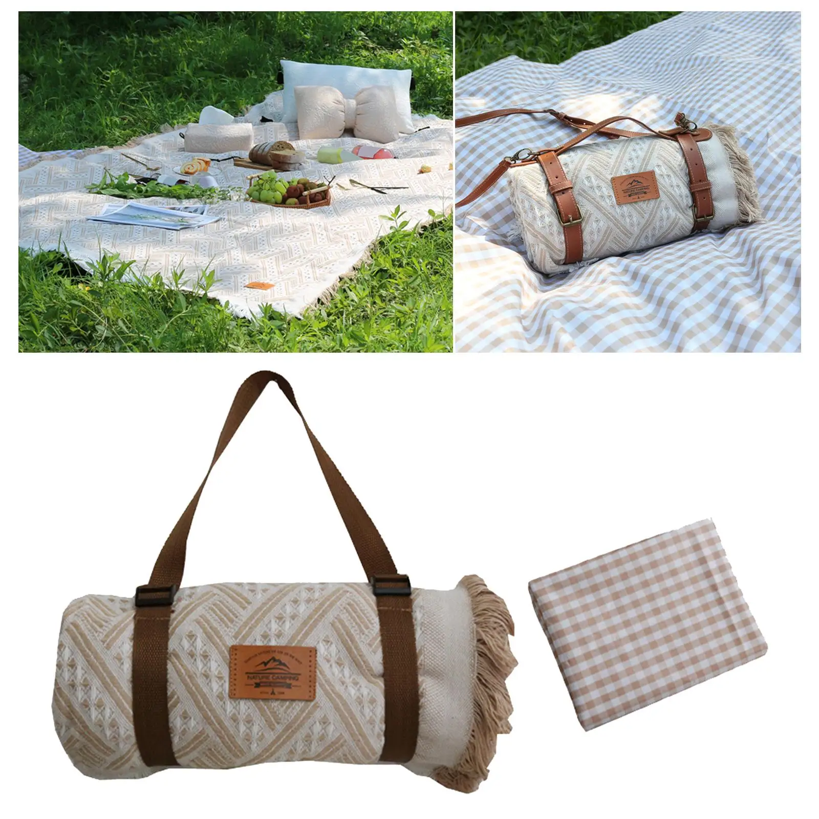 Picnic Blanket Lightweight Soft Beach Blanket for Wet Grass Garden 130x180cm