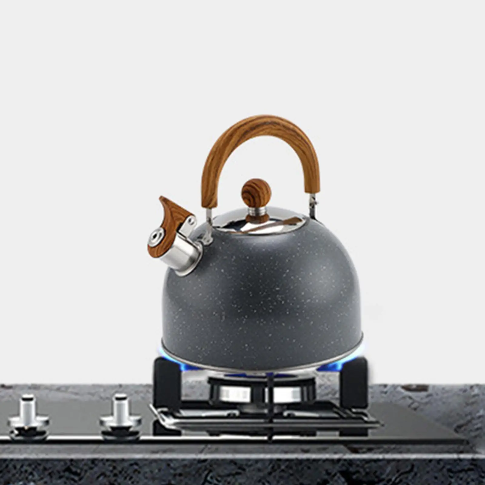Tea Kettle, Teapot for Stovetops Wood Handle with Loud   Stainless Steel Tea Pot
