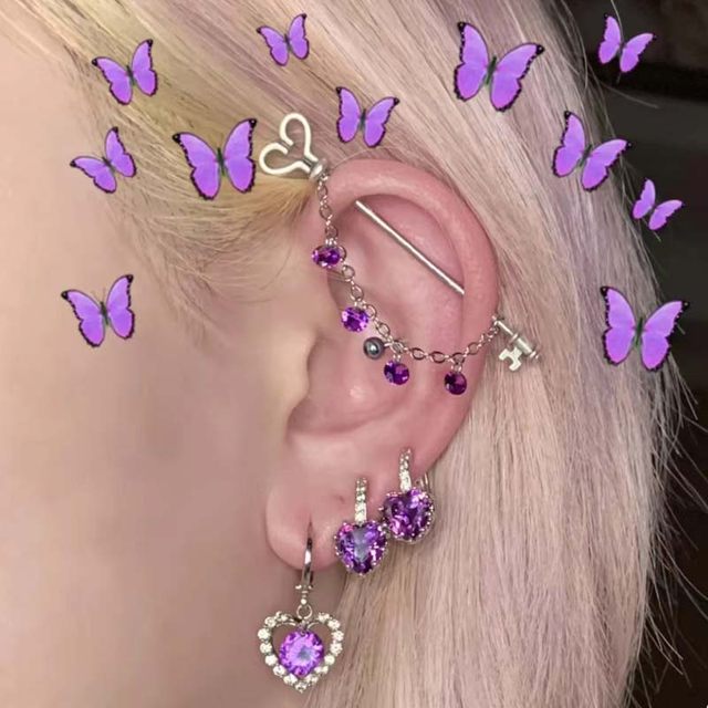 Orecchino Industriale In Acciaio 316L - Barra 38mm Con Cuore/stella, 14G Per Piercing Cartilagine - Design Elegante