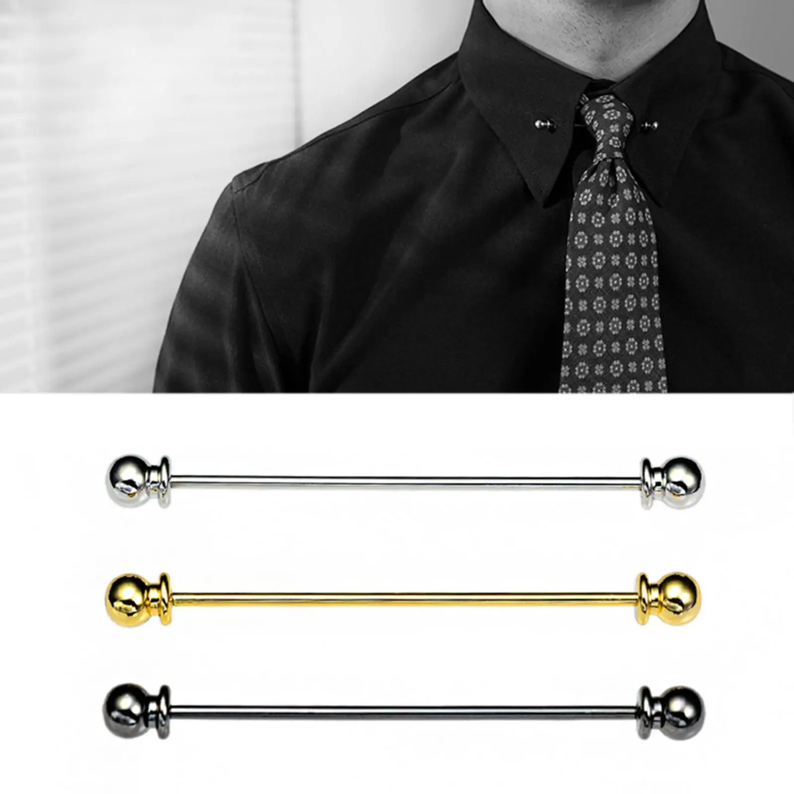 3Pieces 65mm Brooches Mens Shirt French Collar Pin Brooch Bar Clasp Clip for Men Fashion Jewelry Accessories