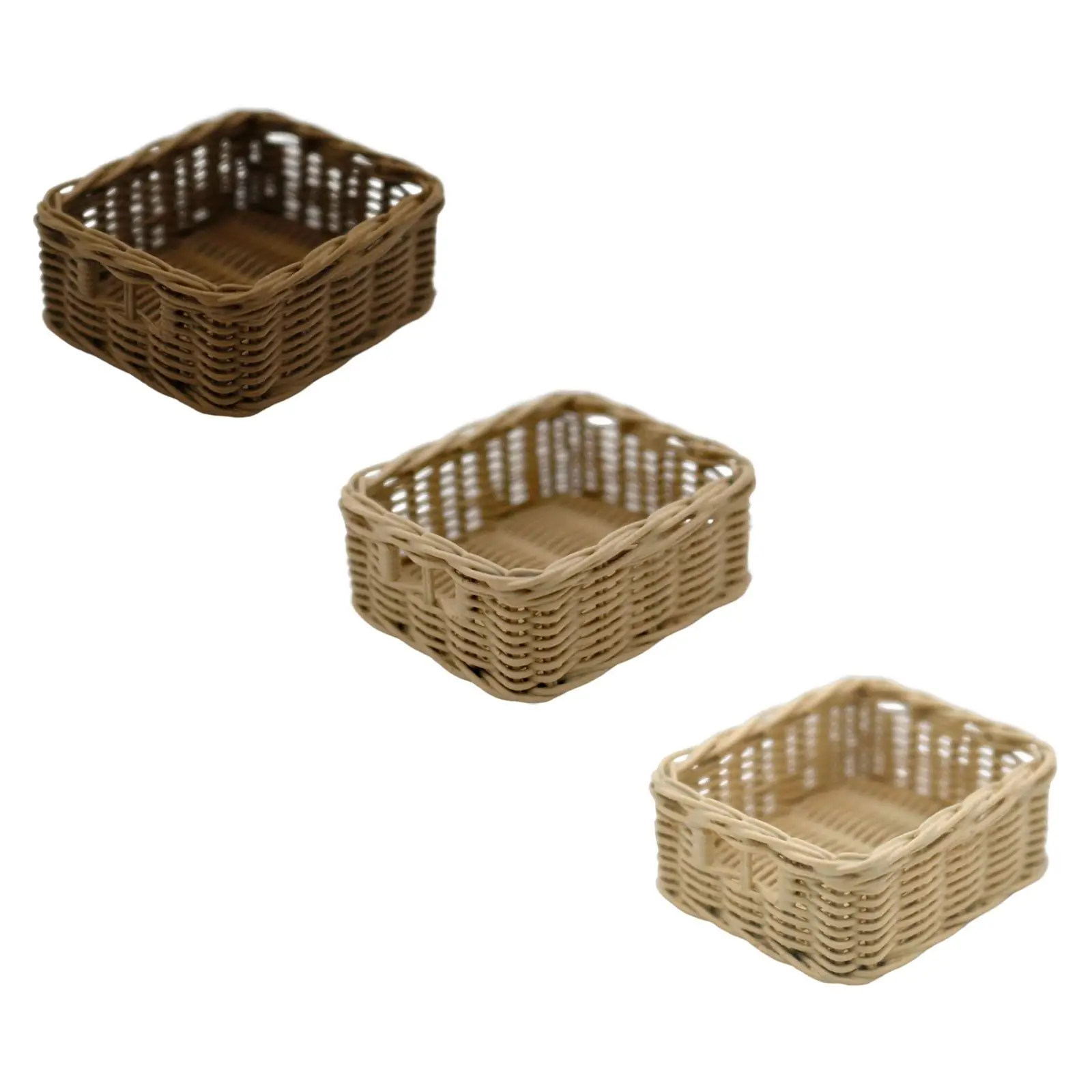 1/6 Resin Dollhouse Basket Mini Scenes Props Miniature Woven Basket for Dollhouse Fairy Garden Room Decoration