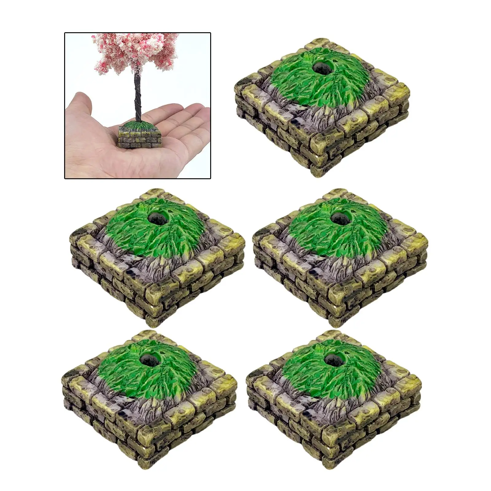 5Pcs Miniature Tree Altar Base Stand DIY Accs Decorative for Micro Landscape