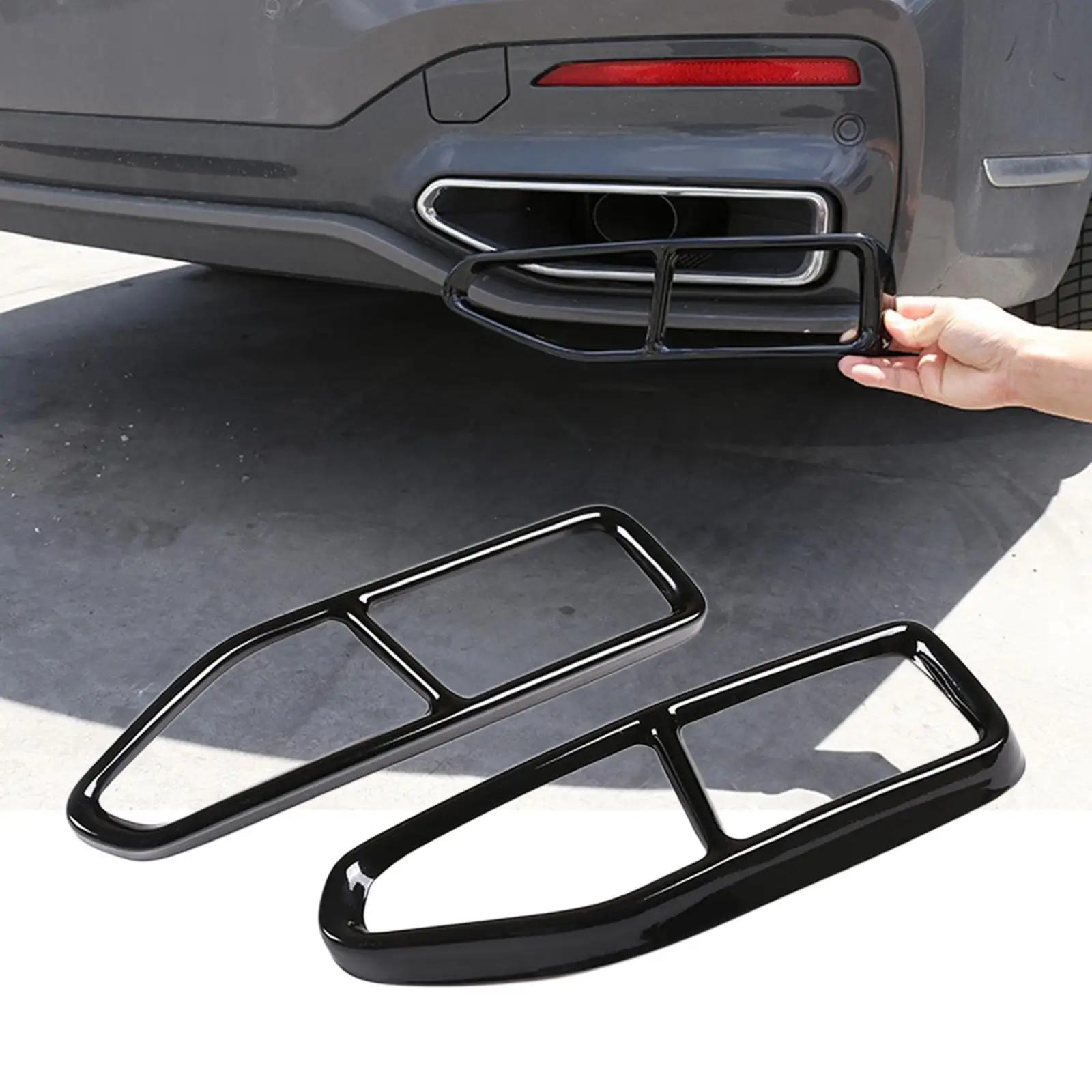 2 Pieces Stainless Steel Tailpipe Trim Frame Weatherproof for  7 G11