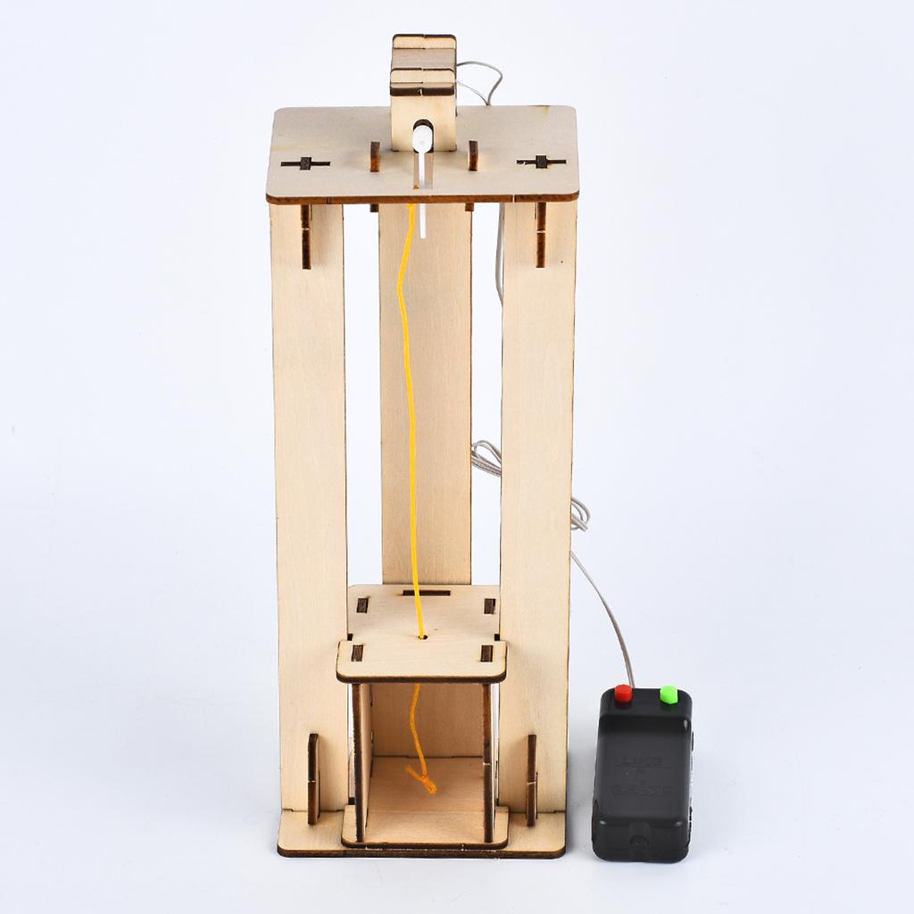 Wooden Electric Lift DIY Physics Educational Experiments Model Toy with RC Motor for Kids Children Teenagers