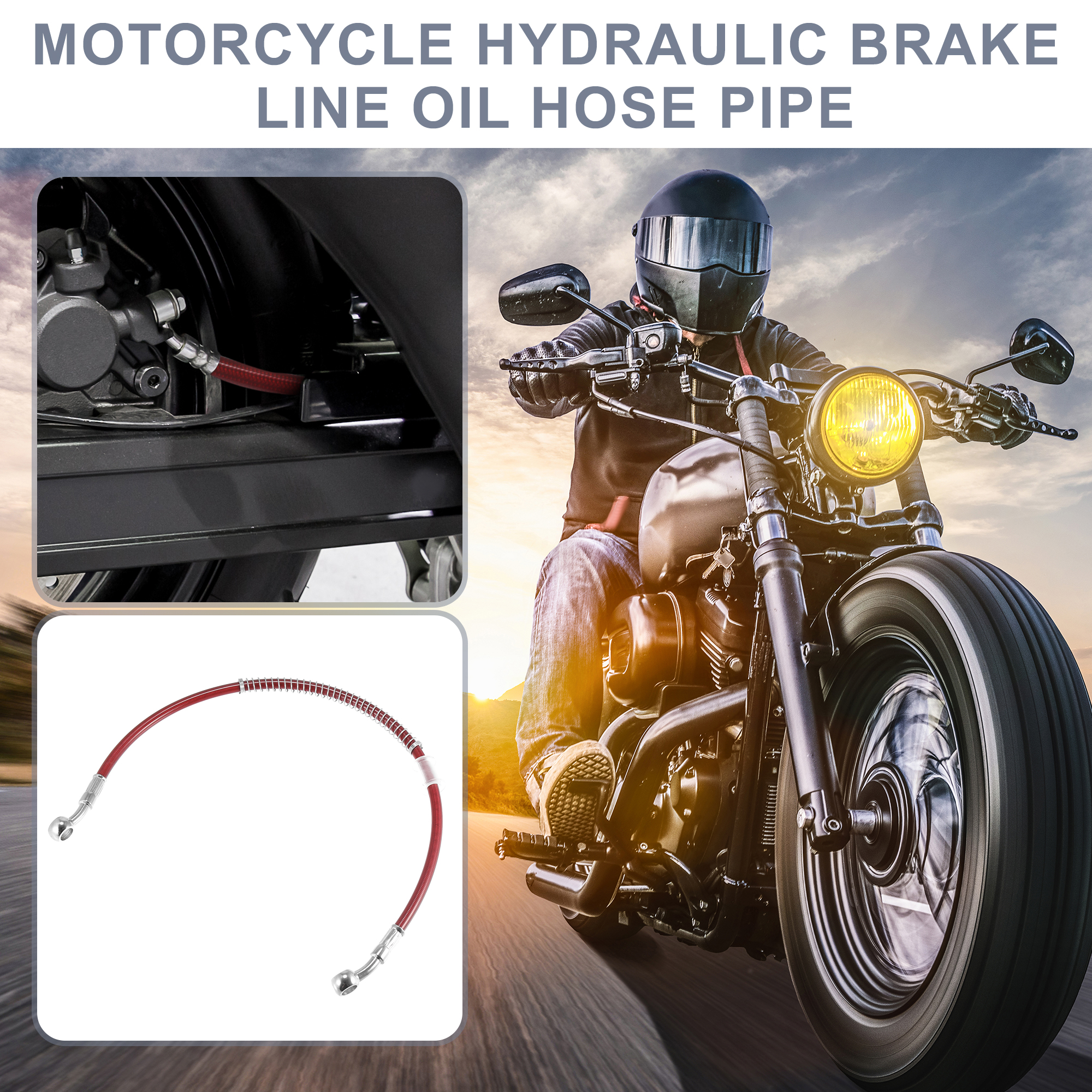 Motoforti 10mm ID 50cm-1M 130cm-2M Motorrad hydraulische Bremsleitung Ölschlauch Rohr Edelstahl geflochtenes Kabel für Motocross Rot – Detail 1
