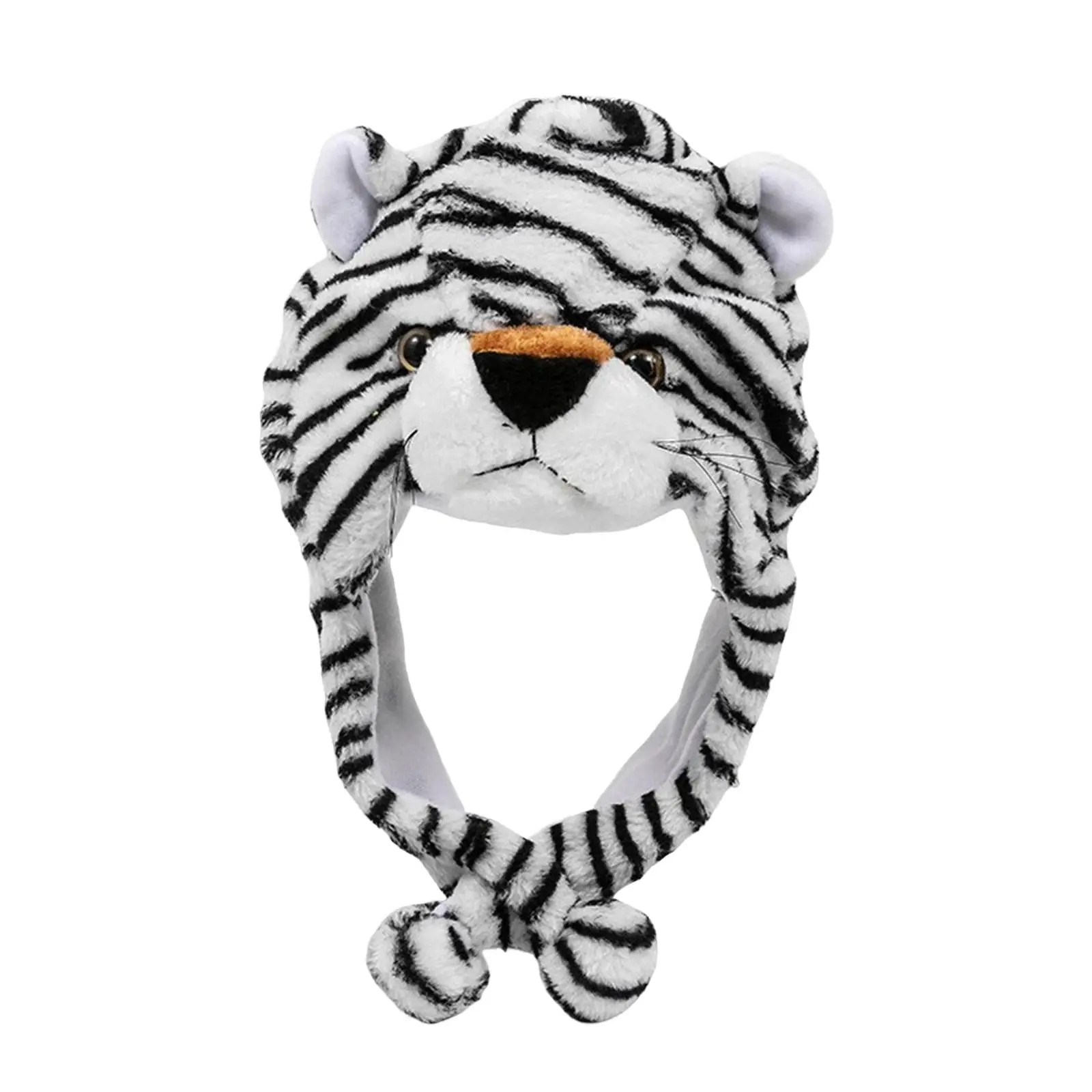 Plush Tiger Hat Stuffed Cap Headgear Photography Props Furry Hood Decorative Cute Holiday Gifts Soft Headwear for Masquerade