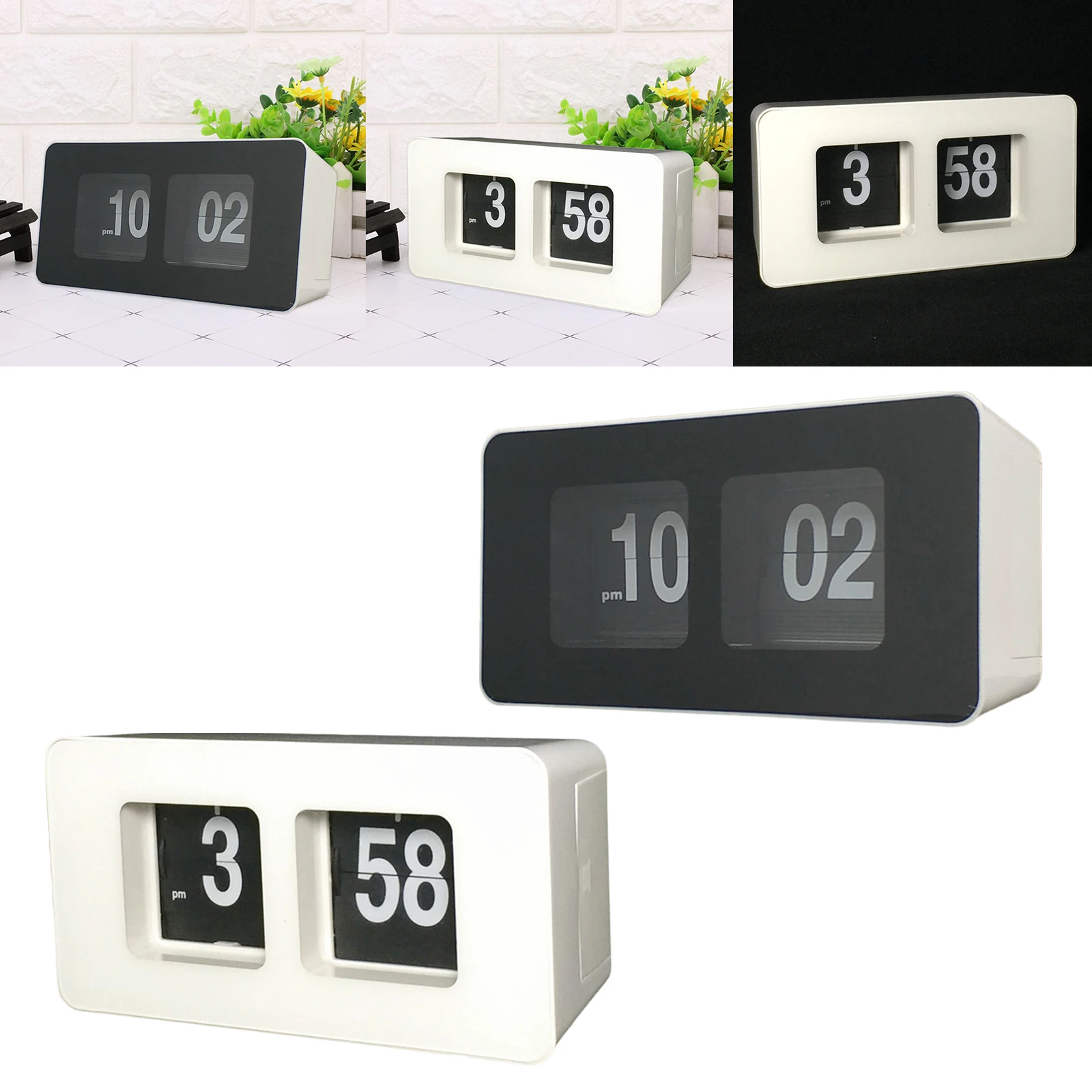 2x Auto  Clock File Down  Clocks Bedroom Living Room Decor Office