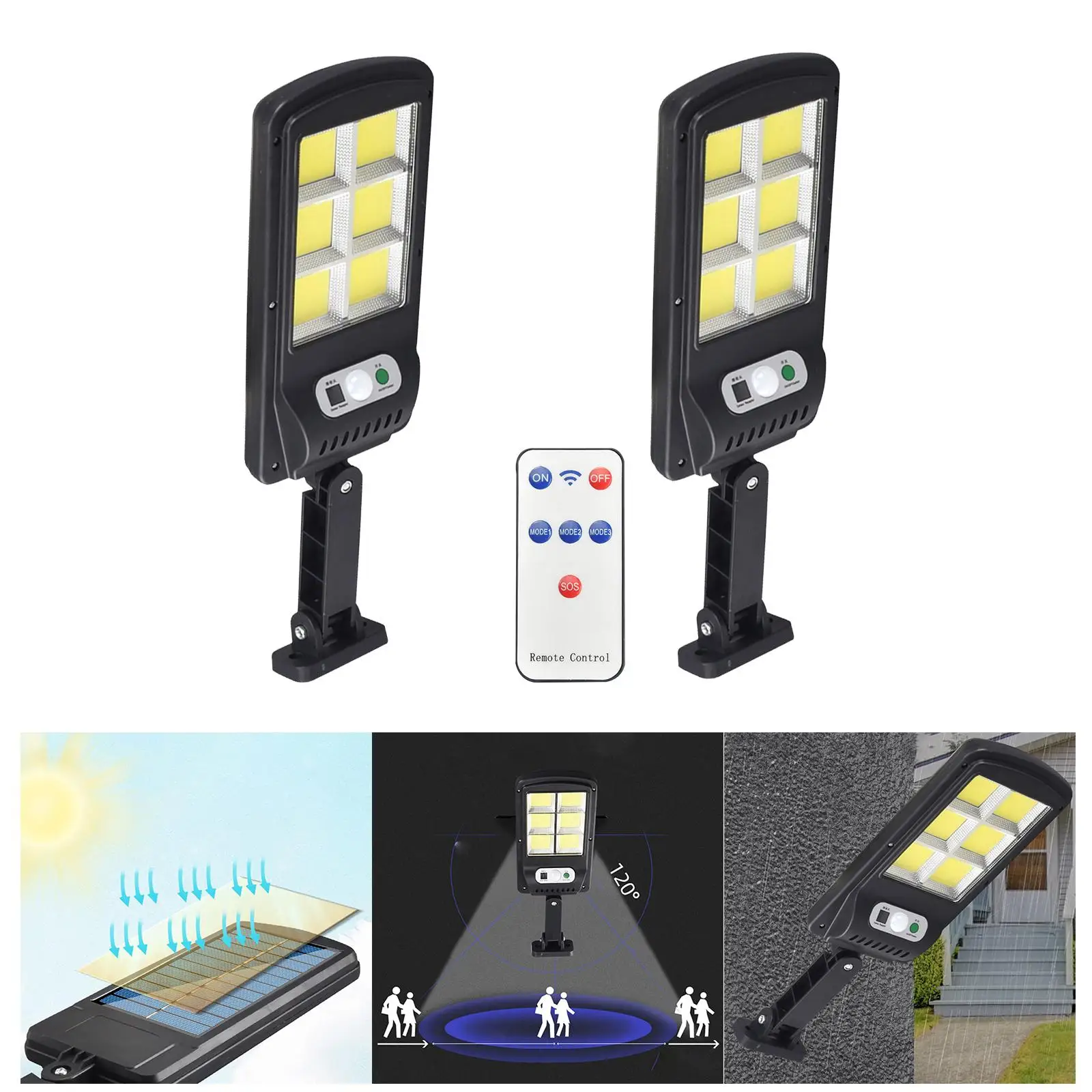 Solar Lamp Human Induction Dusk to Dawn with 3 Modes Motion Sensor Solar Street Lights for Wall Outdoor Patio