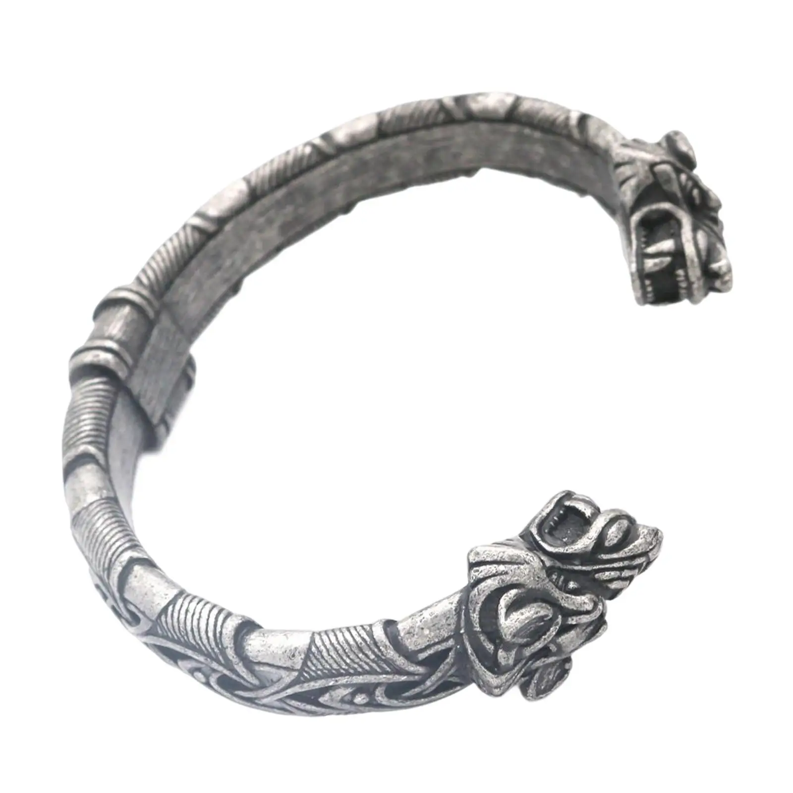 Nordic Wolf Head Bracelet Talisman Jewelry Bangle Cuff Gifts Wristband Adjustable Arm Ring Viking Bracelet for Men Women