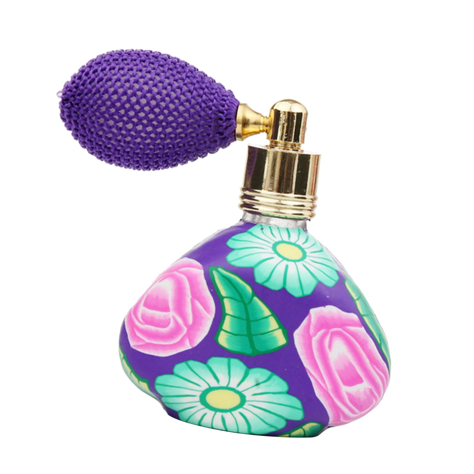 Refillable Perfume Atomizer Flower Embelished Makeup Tool Air Bag Retro Glass Vial Cologne Dispenser Sprayer for Ladies Girls