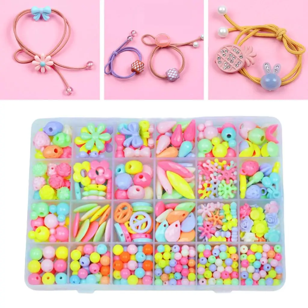 Colorful Beads Kit Jewelry Making Toys Material Accessories Handmaking DIY 450Pcs for Bracelet Hairband Beading Jewelry Girls