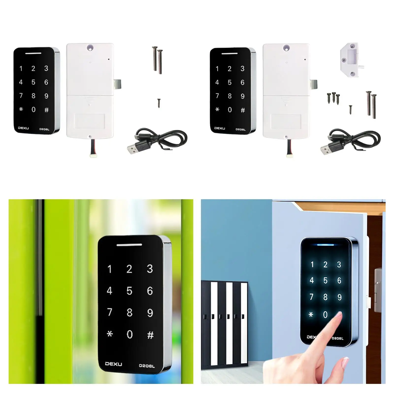 Electronic Cabinet Lock Kit Entry Touch Keypad Lock External Lock Smart Digital Password Lock for Door School Sturdy Room Office