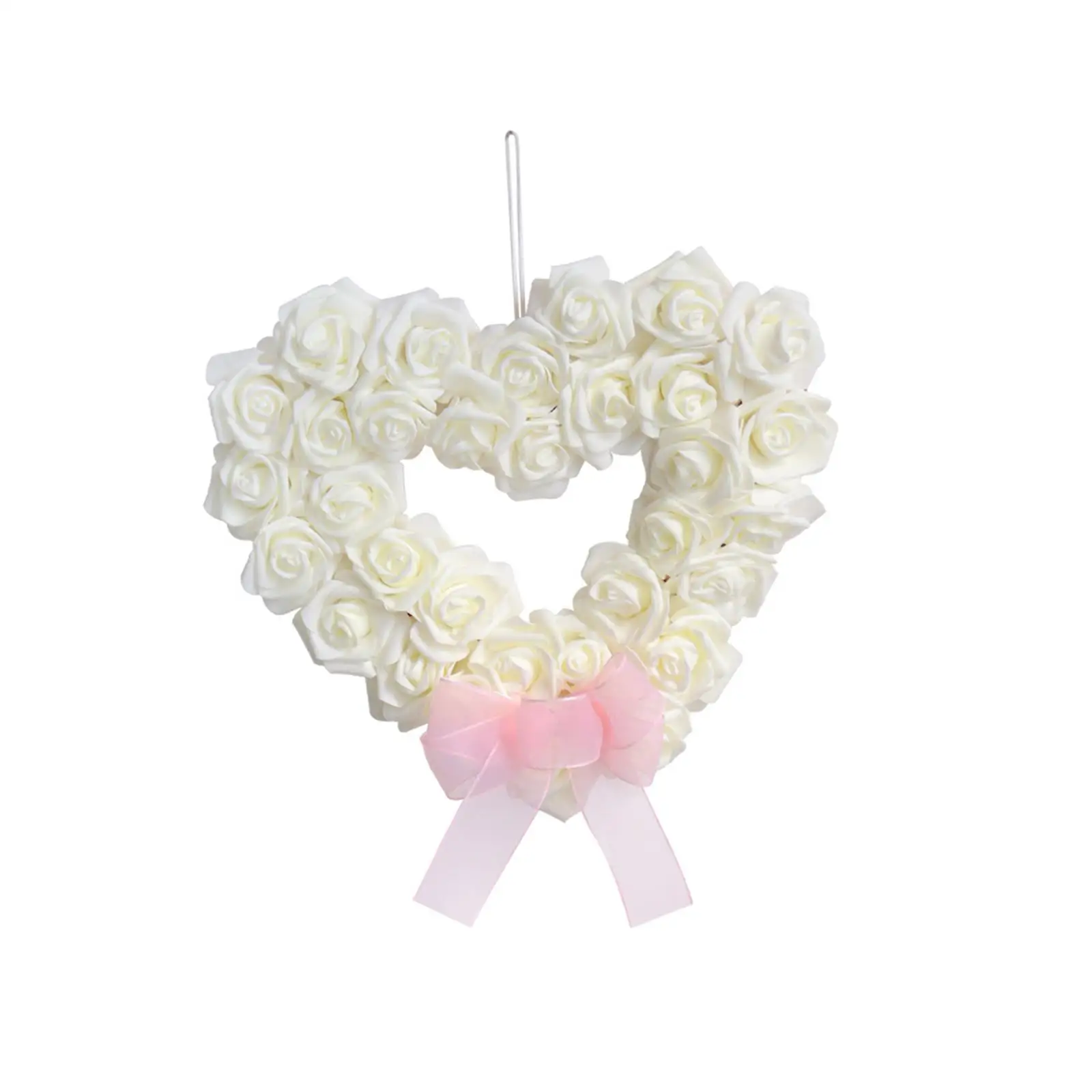 Heart Shaped Artificial Wreath /Decorative White Rose Flower Wreaths/ Artificial Garland for Wedding/ Garden Background Home